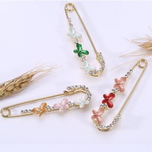 21x72mm Exquisite Rhinstone Brooch Butterfly Brooch for Women Jewelry Scarf Buckle Clips Hat Clothes Pins Accessories Brooch