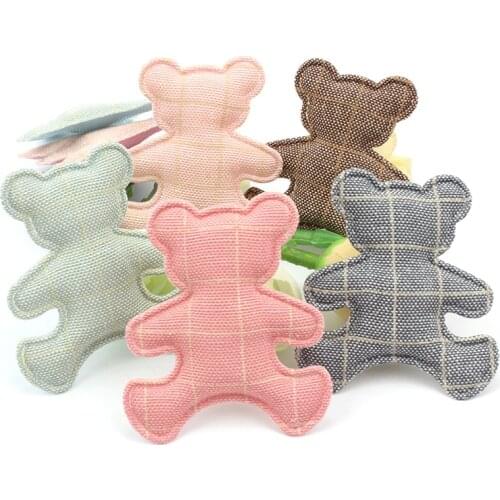 35Pcs 4*5cm Plaid Fabric Bear Padded Appliques For DIY Baby Hairpin Headwear Ornaments Crafts Decor Accessories