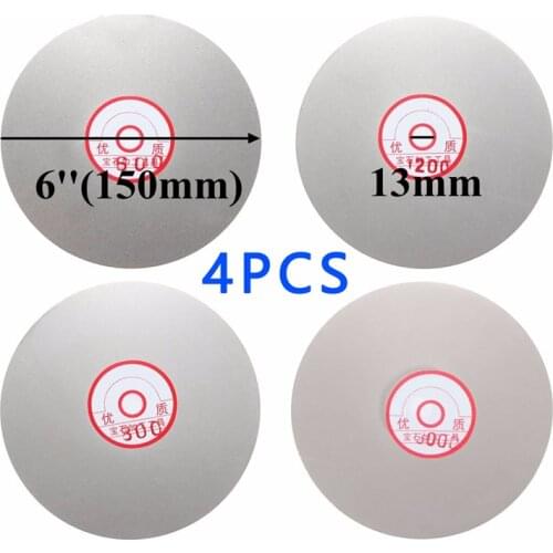 4pcs 6" Diamond Polishing Disc 600/800/1200/3000 Grit Flat Lap Parallel Grinding Wheel Lapping Grinding Disc Tool Polishing Laps