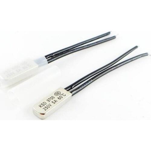 5pcs/lot KSD9700 5A250V 60 Degree Celsius (N.O.) Normally Open Temperature Switch Thermostat Thermal Protector