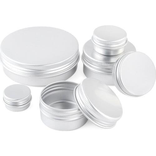5g-100g Aluminium Tin Cans Container Screw Top Lip Balm Sample Cosmetic Jar Sample Tin Jar Cosmetic Container Makeup Round Cans