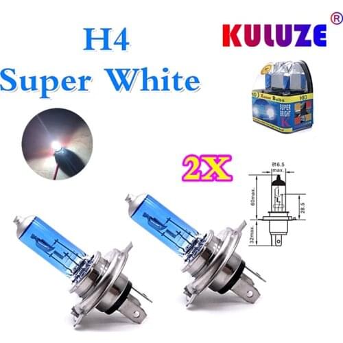 Car H4 halogen bulb 12V60/55W high and low light ultra white headlamp 100W car bulb p43t plastic box packaging