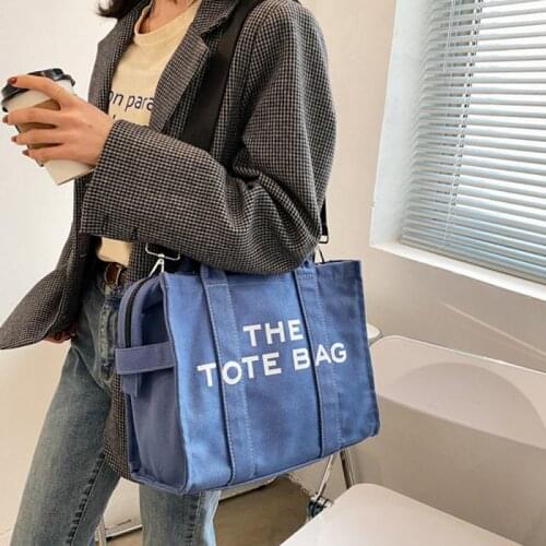 Large Capacity Canvas Tote Women Shoulder Bag Letter Printed Crossbody Bags for Women Casual Cloth Women Handbag Big Shopper Bag