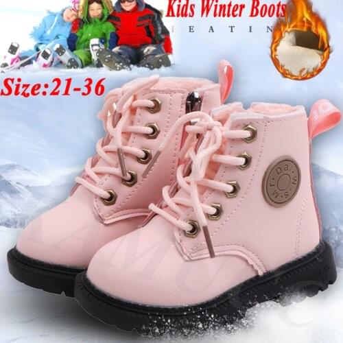 Toddler Girl Boots Winter Children Shoes Plus Velvet Warm Kids Martin Boots Fashion Leather Soft Bottom Comfortable Boys Boots