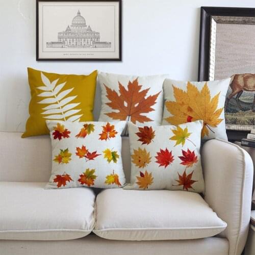 Golden Autumn Tree Fallen Shed Yellow Leaves Pattern Linen Cotton Throw Pillow Home Sofa Chair Decorative Cushion 45x45cm