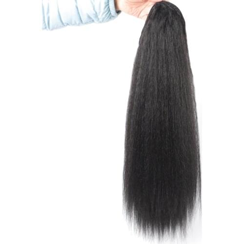 Long Synthetic Yaki Hair Extension Ponytail Fake Drawstring Ponytail Hairpiece Synthetic Afro Plaited Ponytail Tresse Longue