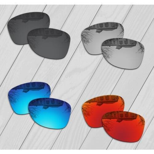 E.O.S 4 Pairs Black & Silver & Ice Blue & Fire Red Polarized Replacement Lenses for Oakley Elmont M Sunglasses