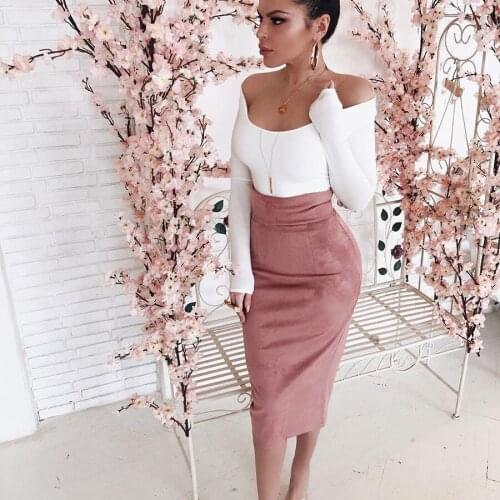 European and American cross-border explosion models 2020 winter new womens solid color sexy skirt