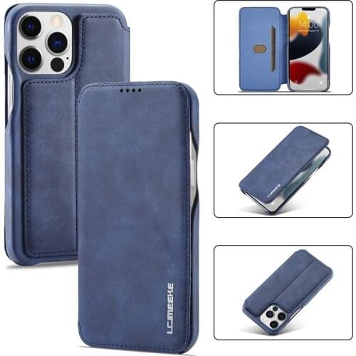 Retro PU Leather Flip Phone Case For iPhone 13mini 13 12 11 Pro Max 7 8 Plus X XR XS Max High Quality Ultra-thin Business Cover