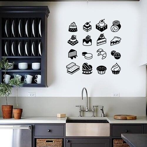 Bakery Dessert Pieces of Cake Vinyl Wall Decal Home Decor Art Mural Wall Stickers Removable