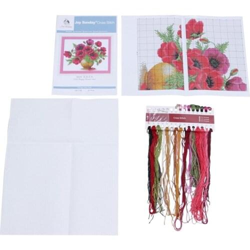 Quality New Releases Cross Stitch Kits Patterns Embroidery Kit - Poppy Flower Vase 14CT 41x33cm
