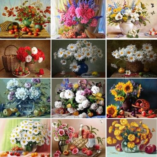 50/65/75 DIY Oil Painting flower Picture Handpainted Crafts for Adults Paints By Number Kits On Canvas Picture Home Decor Gift