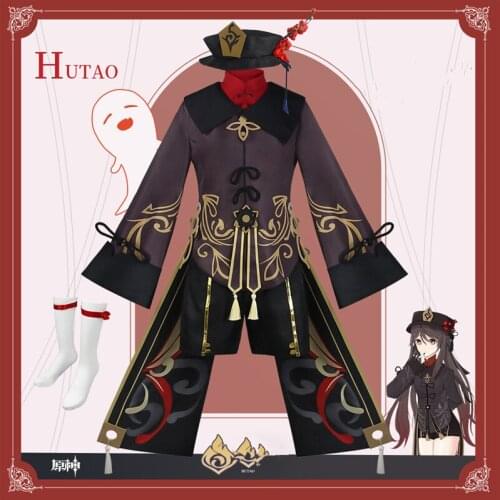 Hot Game Genshin Impact Hutao Cosplay Costume Uniform Wig Cosplay Anime Game Hu Tao Chinese Style Halloween Costumes+ Wig
