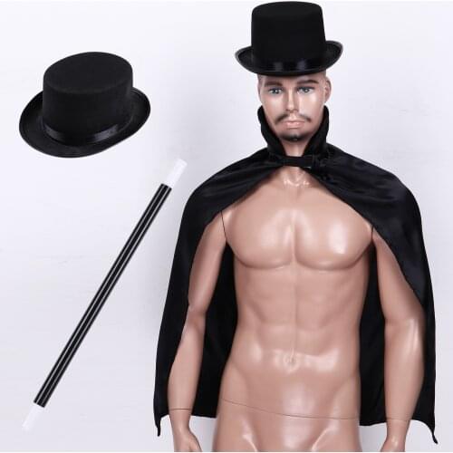 Kids Children Cosplay Party Clothes Halloween Magician Costumes Fancy Dress Up Juggler Cape Hat Magic Wand Gloves for Boys Girls