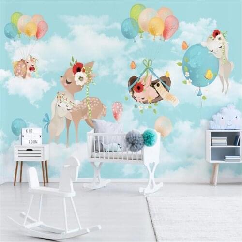 Milofi factory custom wallpaper mural Nordic 3d Nordic cute animal elk childrens room background wall