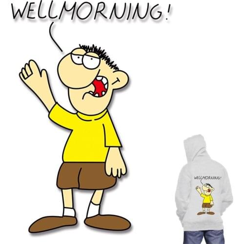 Cartoon boy Patches for Clothing DIY T-shirt Washable Custom Chest badges Applique on Clothes Heat Transfer printing