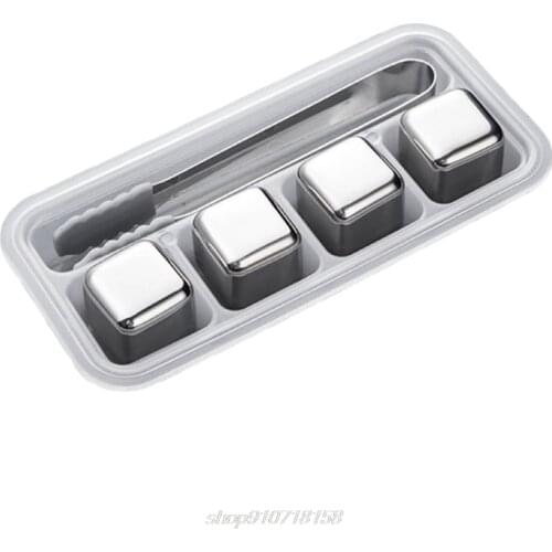 Stainless Steel Ice Cubes Clamp Set Reusable Chilling Stones for Whiskey Wine Chiller Cooler D29 20 Dropshipping