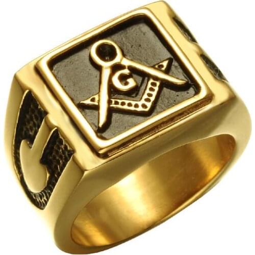 New Punk Band Masonic Ring Freemason Stainless Steel Free Mason Rings Mens Fashion Jewelry Accessory Gift 10pcs/lot Wholesale