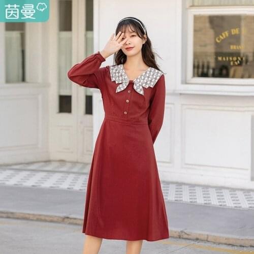 INMAN Spring Autumn One-Piece Elegant Art Style Butterfly Shape Collar Women A Line Women Dress
