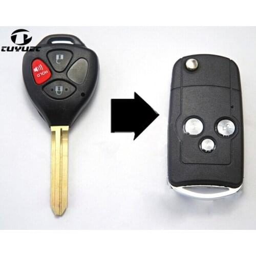 Blank Modified Folding Flip Remote Key Shell For Toyota Camry Right Side 3 Buttons FOB Key Blanks Case