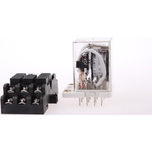 1 set JQX-38F 220VAC 40A 11 Pin 3PDT Coil Power Relay With Socket