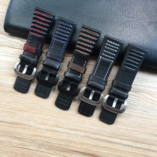 28mm*24mm Calf Leather Handmade Black White Orange Red Blue Stitches Wristband Watch Band Strap Belt For Seven Friday Bracelet