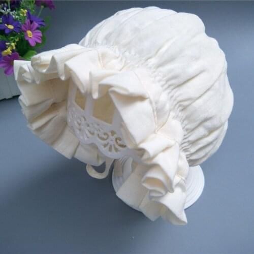 Baby Girl Hats 100% Cotton Solid Color Baby Hats & Caps For 0-6 Months Newborn Babies Knitted Hat with Lace Flowers