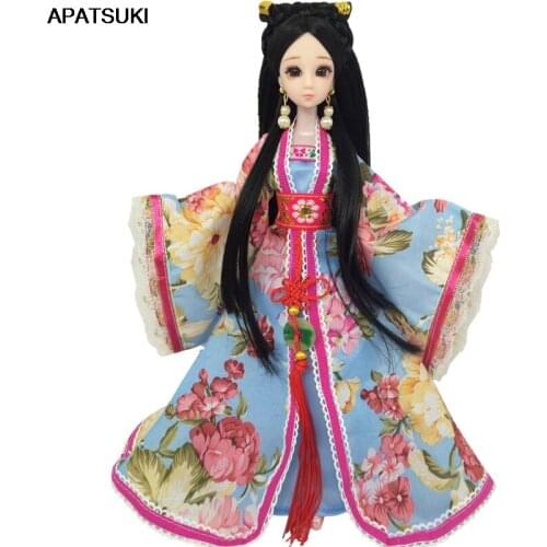 Blue Ancient Costume Dress For Barbie Dolls Outfits 1:6 Doll Clothes for 1/6 BJD Dollhouse Party Dresses Toys for Children