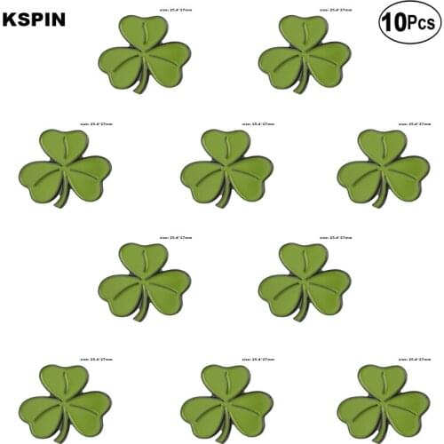Clover Badges Green Leaf Badge Lapel Pin Flag badge Brooch Pins Badges 10Pcs a Lot