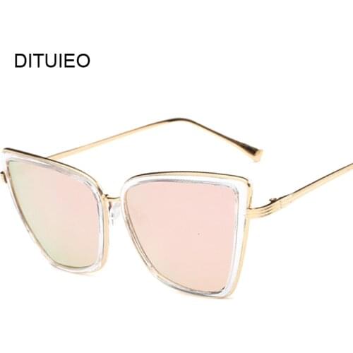 2019 Brand Vintage Big Cat Eye Sunglasses Women Retro Driving Round Metal Frame Sun Glasses For Female Mirror UV400