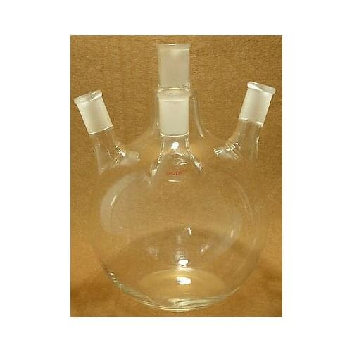 Flat Bottom Glass Flask,5000ml,24/40,4-neck,5L,Four Necks,Heavy Wall Vessel