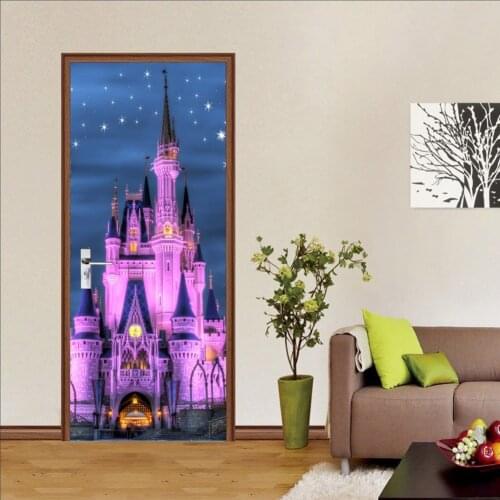Glowing in the Night Castle Sticker Decals for Door Decoration Waterproof Removable Vinyl DIY Stickers Porte Princess Girls Room
