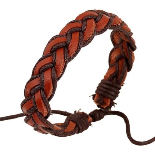 Woven Handmade Retro Classic Bracelets Man Genuine Leather Flexible Size Wristband Great Quality Bracelet Boyfriend Bileklik