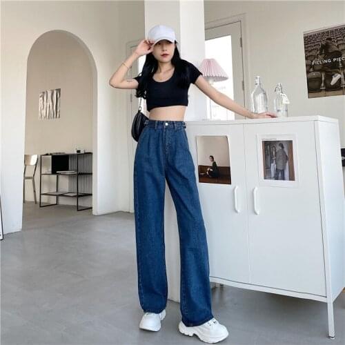 Womens Adjusted High Waist Loose And Versatile Jeans Autumn Fashion Woman Denim Pants Elastic Slim Loose Jeans