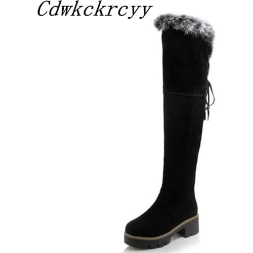 Women Boots Autumn and winter New style fashion Rabbits hair Non-slip High-heeled Cashmere Keep warm Winter boots size 34-43