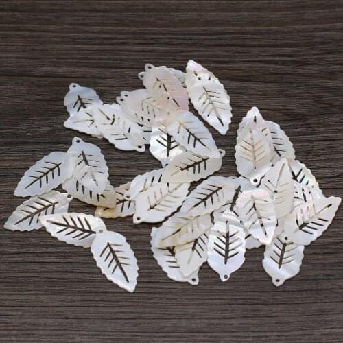 10Pcs Natural Freshwater White Shell Pendant Leaf-Shaped Loose Beads For Jewelry Making DIY Necklace Earrings Accessory