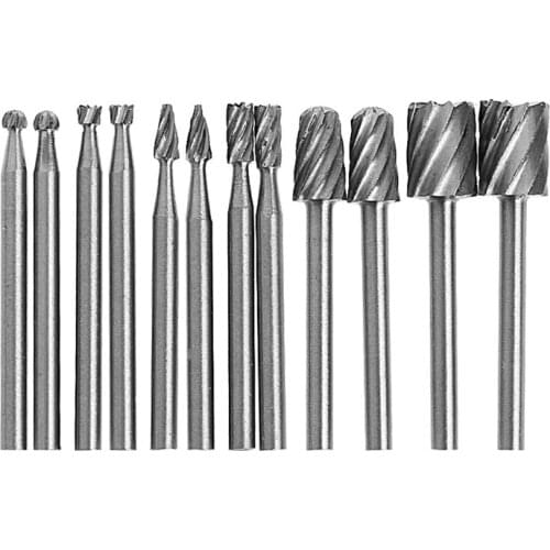 12 Pcs/ Set 1/8 Inch Shank HSS Rotary Burr File Set Milling Drill Cutter Router Bit L15