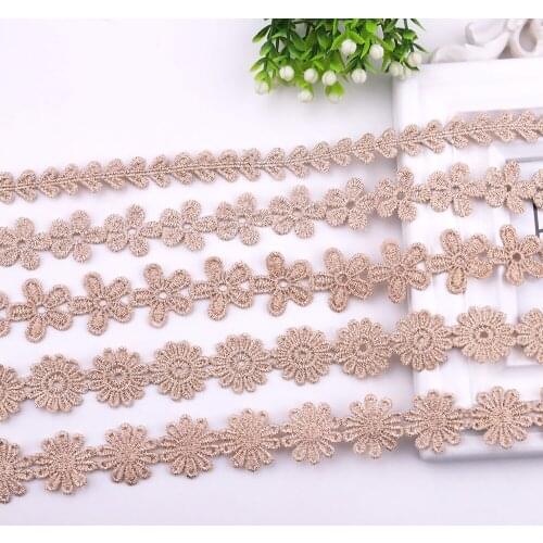 2yards Gold Line Small Petals Daisy Embroidery Lace Trim Ribbons Garment Accessories DIY Knitting Handmade Sewing Sunflower lace