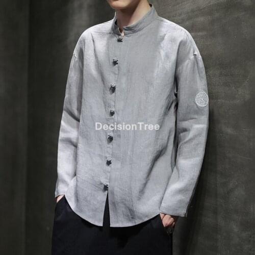 2021 tangsuit traditional chinese clothing for men mandarin collar top blouse cheongsam chinese style zen tea casual shirts