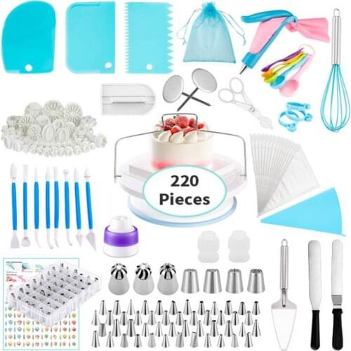 220pcs Decorating Nozzle Set Cake Tools Cake Decoration Kitchen DIY Icing Piping Cream Reusable Kit Baking Tools Cake Tools Set