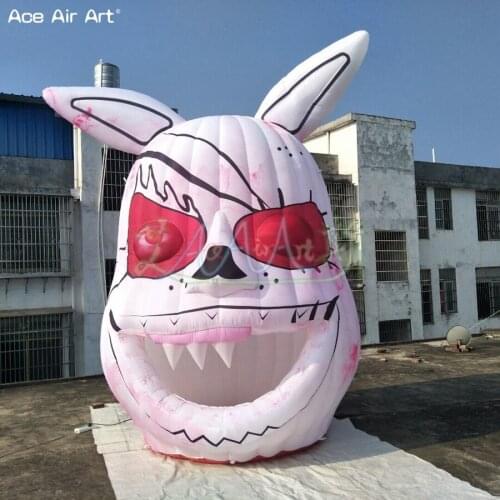3.5m tall x 2.8m wide inflatable bunny suicides with 2 pcs lights Customized Halloween full printing model on discount