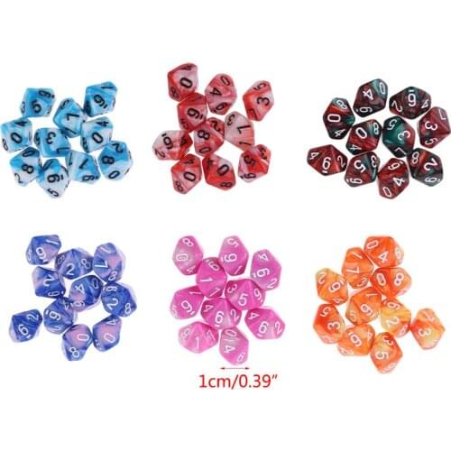 55KD 60pcs/set 10 Sided D10 Polyhedral Dices Numbers Dials Desktop Table Board Game