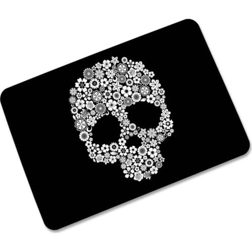 Black skull rubber foyer carpet 3D Skull Print Home carpet for Living Room Bedroom Kitchen decoration Mat Bathroom Non-slip Rugs