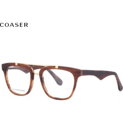 Women Glasses Frame Trend Leopard Vintage Light Acetate Round Full Eyeglasses Double Bridge Optical Prescription Retro Eyewear