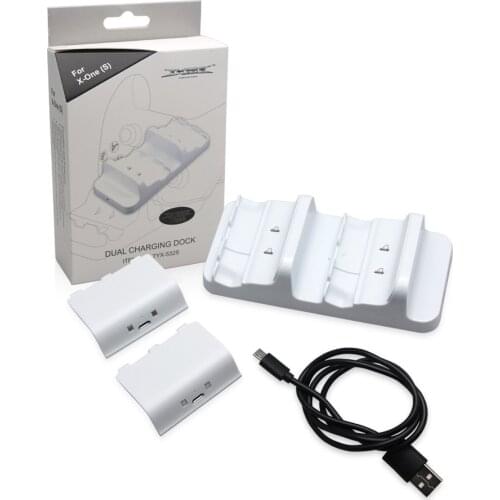 Dual Charging Dock Station Charger Stand Dock Base+2pcs Rechargeable Batteries Pack For Microsoft For XBOX ONE S Slim Controller