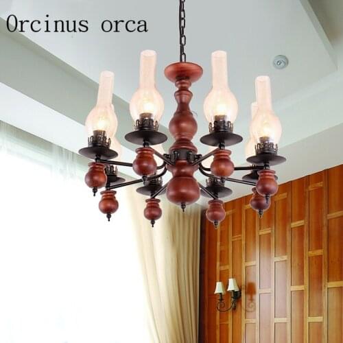 European Mediterranean retro solid wood iron chandelier living room restaurant bar bedroom American style country chandeliers