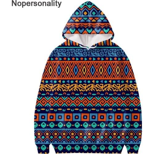 Nopersonality Ethnic Style Printed Hoodies for Women Popular Fashion Hooded Sweatshirt Teenager Autumn Hoodie Sweatshirt