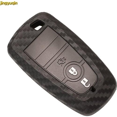 Jingyuqin 30ps Smart Remote Car Key Carbon Silicone Case Cover For Ford Edge Escort Explorer Focus Kuga Mondeo Mustang Taurus 3B