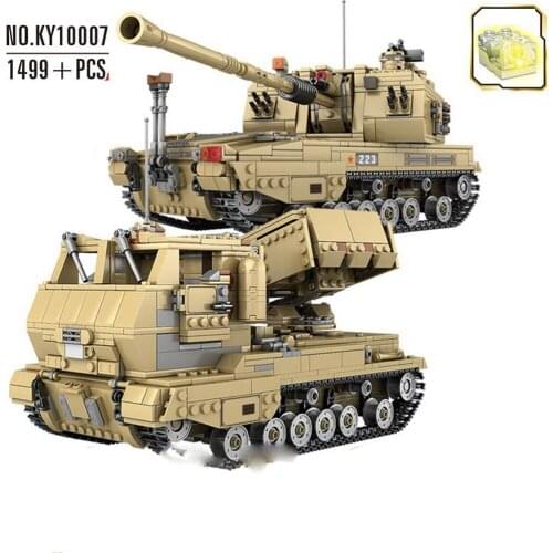 KAZI KY10007 military building block 05A self-propelled howitzer tank 2 in 1 educational toys for children