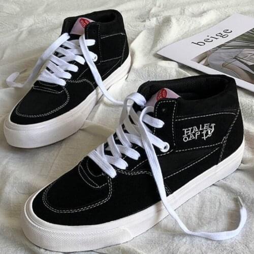 High Quality Classic Women Canvas Shoes 2018 new autumn High Top Flats Women Vulcanized Shoes Female Casual Shoes R1-92